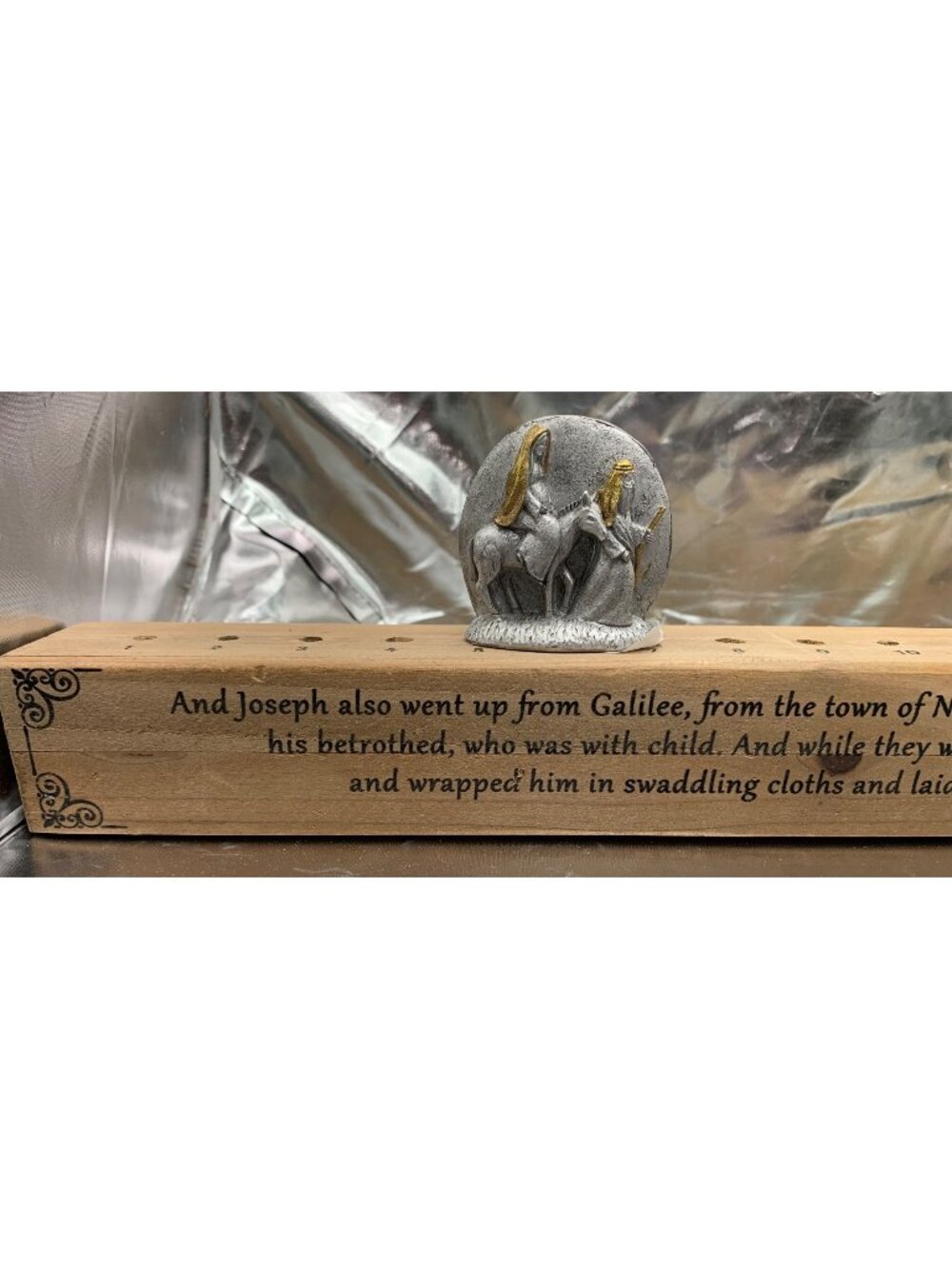 Nativity Advent Calendar Wood Scripture Block with Mary & Joseph Countdown Piece